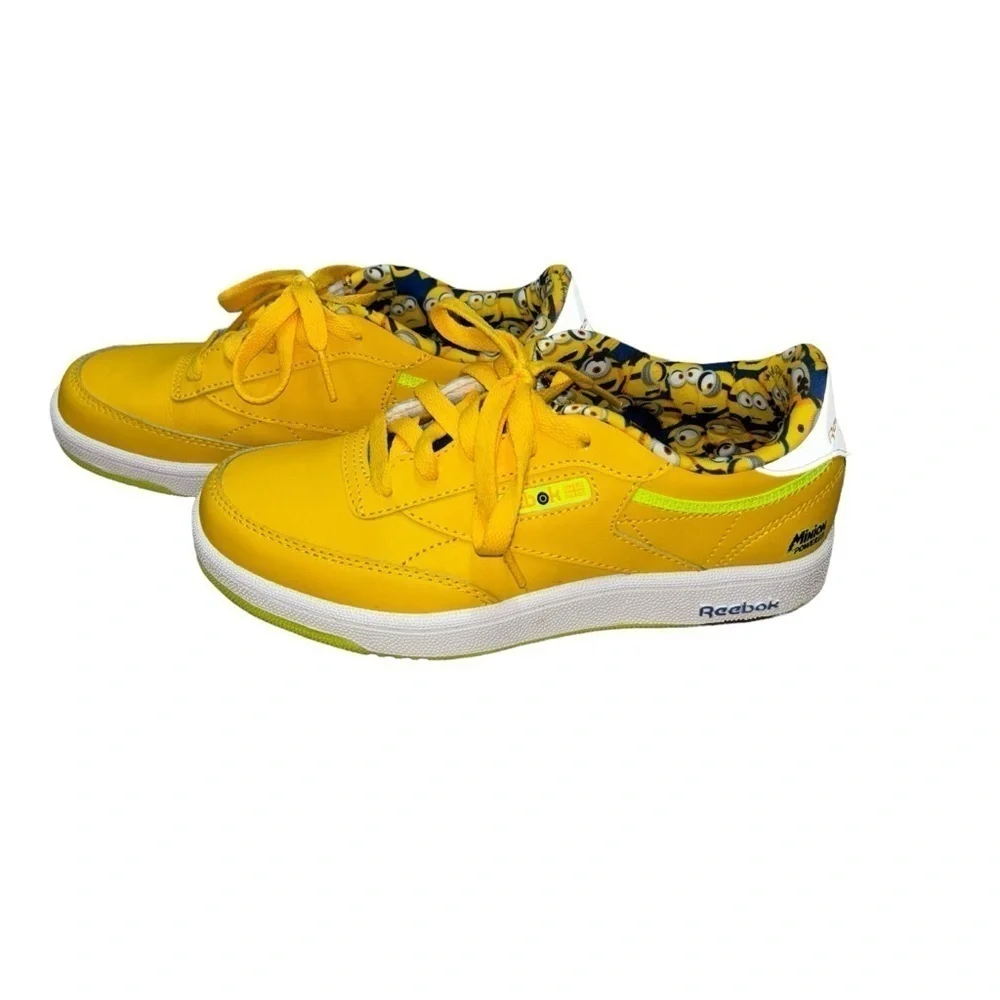 Reebok Kids Size 3 Club C Minion Sneakers Colab Accent Lining Despicable Me